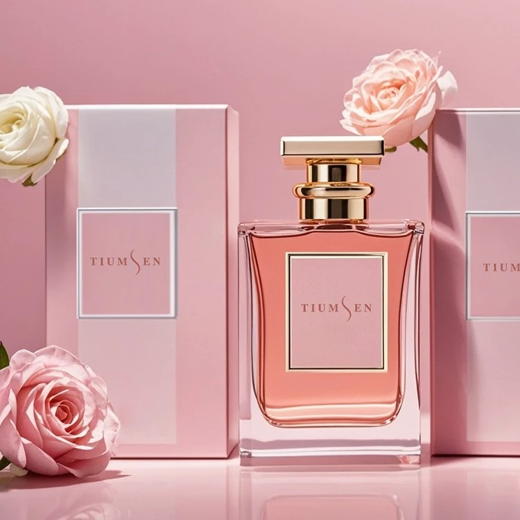pink bottle of perfume